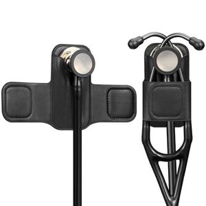 SKYREH Stethoscope Holder Clip, PU Leather Stethoscope Hip Holder Lightweight Portable Holster for Physicians, Nurses, EMT, Medical Nursing Students, for 3M Littmann & Most Stethoscope, Black