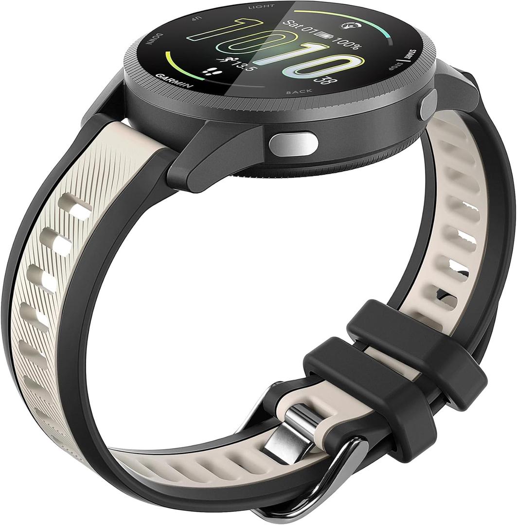 Compatible with Garmin Venu 3S / Venu 2S / Vivoactive 4S/ Vivomove 3S/Venu 4 41mm, Stripe Silicone 18mm Band Soft Rubber Breathable Sport Strap Quick Release Wristband Loop for Men Women