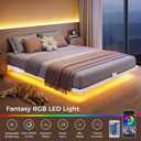 Floating Bed Frame Queen Size, 10" Comfort Height, 4-Side Underbed RGB LED Lights & Charging Station, Metal Platform Bed No Box Spring Needed, Noise-Free, 1000lbs Support for Bedroom