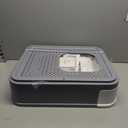 RIZZARI Enclosed Cat Litter Box with Lid, Large Foldable Litter Box with Litter Scoop, Top Entry Cat Toilet for Kittens and Big Cats (Light Gray, Stainless Steel with Deodorizer, X-Large)