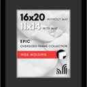Americanflat 16x20 Picture Frame with Polished Plexiglass - Use as 11x14 Picture Frame with Black Mat and White Trim or Display 16x20 Photo Without Mat - Epic Collection - Black Wide Molding