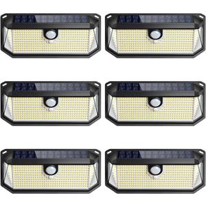 Solar Outdoor Lights, 4000LM 388 LEDs Motion Sensor Outdoor Light, IP65 Waterproof Solar Powered Outside Lights with 270 Wide Angle & 3 Modes, Exterior Flood Security Lights for Patio Garage, 6-Pack