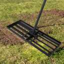 Luvenia Lawn Leveling Rake,Stainless Steel 28"x10" Folding Lawn Leveler,75" Adjustable Rubber Handle,Leveling Rake for Garden, Golf Lawn and Farm