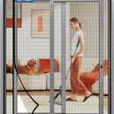 Magnetic Screen Door Left Right Side Opening Upgraded PET Mesh Greater Than Fiberglass and Polyester,Keep Bugs Out,Pet & Kid Friendly,Suitable for Sliding Doors,Patio French Doors-48" X 80" (Fit Door Size 4880 Inch, Black)