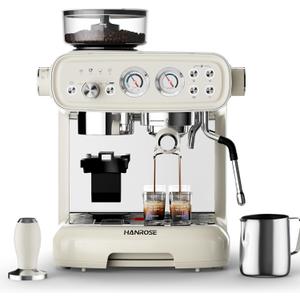 Espresso Machine With Grinder, 20 Bar Espresso Machine with Milk Frother Steam Wand, Espresso Machines for Home, Expresso Coffee Machines Professional, Cappuccino Latte Machine