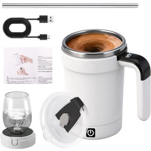 Self Stirring Coffee Mug, Rechargeable Self Stirring Mug with Temperature Display, Automatic Self-Stirring Magnetic Coffee Mug for Coffee, Tea, Milk 13OZ