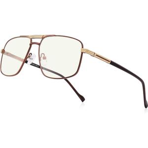 RB.Pilot Reading Glasses for Men Square Double Bridge Blue Light Blocking Computer Readers (Coffee)