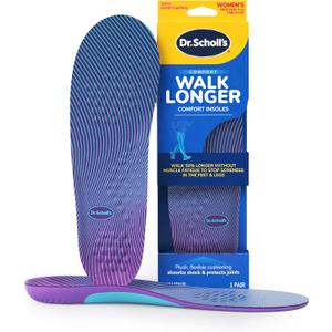 Dr. Scholl's Walk Longer Insoles - Comfortable Plush Foam Cushioning Inserts for Walking, Hiking, and Standing on Feet All-Day with Arch Support - Walk 50% Longer Without Muscle Fatigue