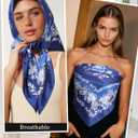2 x CHLINS 35 Square Silk Scarf for Women Satin Head Scarf Hair Bandanas Neck Scarf Hair Wrap for Handbags Accessories (Blue)