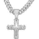 Iced Out Cuban Link Chain for Men, Miami Style Silver and Gold Plated Bling Necklace, Diamond Hip Hop Necklace