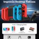 Charging Dock Compatible with Nintendo Switch/OLED Joy-Cons, Charging Station Supports simultaneous Charging of 4 Joy-con, Fully Charges Controllers in Just 2 Hours, All in One Solution for Switch