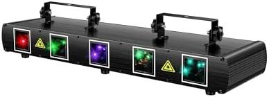 U`King DJ Laser Light, 5 Beam Effect Sound Activated DJ Party Lights RGBYC LED Laser Light Show with DMX Control for Disco Dancing Birthday Bar Stage Lighting