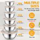Onader Mixing Bowls with Lids Set of 6, Large Metal Nesting Mixing Bowls, Stainless Steel Non-Slip Salad Bowl Khaki Size 1, 1.5, 2, 2.6, 3.5, 7QT