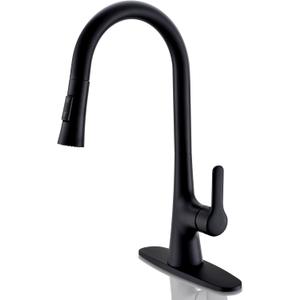 Black Kitchen Faucet with Pull Down Sprayer, Stainless Steel Kitchen Sink Faucet 1 or 3 Hole, Single Handle High Arc Kitchen Faucets With Power Clean Spray Head Sink Faucets for RV, Laundry, Bar