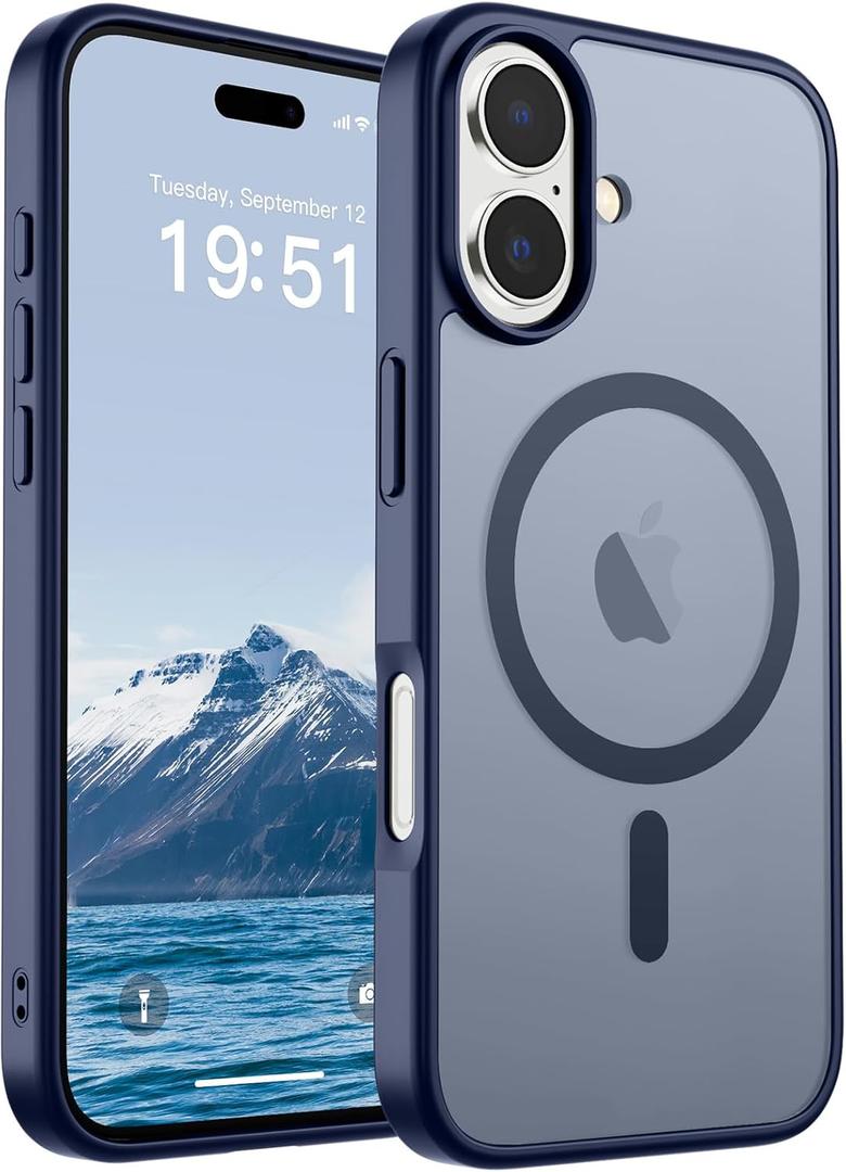 SUPFINE Magnetic for iPhone 17 Case (Compatible with MagSafe)(Military Grade Drop Protection) Translucent Matte Shockproof with Anti-Fingerprint Phone Cover 2025,Navy Blue