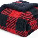 Cozy Bliss Ultra Soft Reversible Double Sherpa Sided Blanket, Buffalo Plaid Throw Blanket Fluffy Thick Warm Plush Fuzzy Blanket for Couch, Bed and Gifts (Red/Black Buffalo Check, 50" x 60") (Throw(50" x 60"))