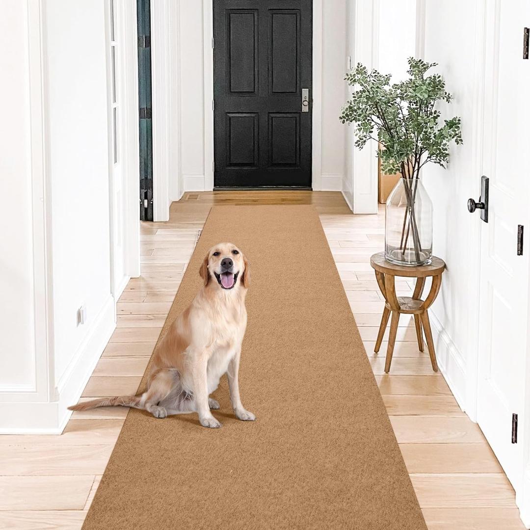 2'~82' Custom Sizes Runner Rug 2'x6'Indoor Outdoor Utility Carpet,Area Rugs with Non Slip Rubber Backing for Hallway Kitchen Entryway Balcony Garage Stair Laundry (Sand)