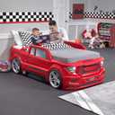 Step2 Turbocharged Twin Size Truck Car Bed, Car Bed for Boys & Girls, Working Headlights & Built-In Storage, Made of Durable Plastic, For Toddlers 3+ Years Old, Vibrant Red