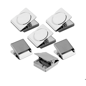2.3 Inch Square Strong Magnetic Clips, 6 Pcs, 57 mm, Silver, Heavy Duty Refrigerator Magnet Clips, Magnets, Office Supplies, Photo Displays