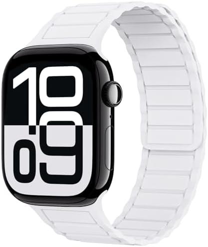 THWALK Magnetic Link Solo Loop Sport Silicone Bands Compatible with Apple Watch Ultra 2/Ultra SE Series 10 9 8 7 6 5 4 49mm 46mm 45mm 44mm 42mm 41mm 40mm Women Men