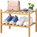 viewcare Small Shoe Rack, 2-Tier Shoe Rack for Entryway, Bamboo Wood Shoe Rack for Closet & Hallway, Long 17.2IN | Beautiful | Functional | Sturdy | Durable