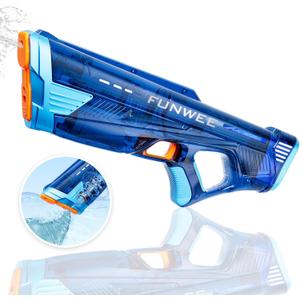 Electric Water Gun for Adults Kids, Powerful Automatic Squirt Gun, High Powered Shooting 100+ Times, Long Range, Auto Water Blaster, Outdoor Pool Water Toy Game(Transparent Blue)