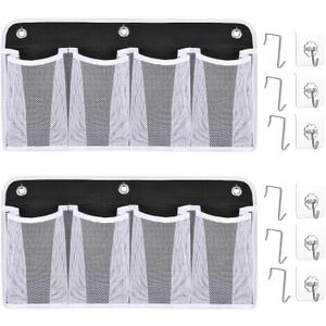 RV Shoe Storage for Bedside - 4 Pocket Wall Mounted Entryway Shoes Rack, Bed Hanging Pocket Organizer, Bedside Caddy Storage Organizer for Headboards Bunk Beds Dorm Rooms,RV & Camper Essentials (Black 8 Pocket)