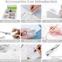 White Office Desk Accessories Supplies, 12pcs Desk Organizers and Accessories with Tape dispenser and Stapler,Staples,Staple Remover,Pen Holder,Scissor,Ruler,Sticky Tabs,Tape,Ballpoint Pen,Clips Set