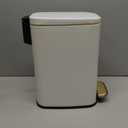 KUK Slim Bathroom Trash Can with Lid, 1.6 Gal / 6L Stainless Steel Small Garbage Bin with Detachable Inner Bucket, Step Pedal, Silent Close, Wastebasket for Toilet, Bedroom, Home, Office (White)