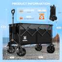Navatiee 330Lbs Collapsible Folding Wagon, Beach Wagon Cart Heavy Duty Foldable with Big Wheels, Utility Grocery Wagon with 165L Large Capacity for Camping Garden Sports, Black