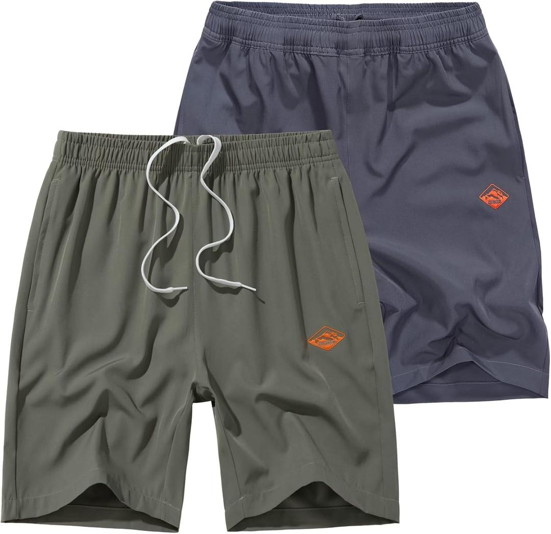 Vcansion 2 Pack Men's Outdoor Lightweight Hiking Shorts Quick Dry Sports Casual Running Shorts with Pockets (S)