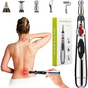 Acupuncture Pen 5 in 1 Electronic Acupuncture Pen Meridian Energy Pulse Massage Pen,Multi-Function Massage Pen Tools for Massage Energy Therapy Pain Relief,1 x AA Battery (Not Included)