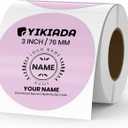 Purple Circle Thermal Labels Vinyl 3 Inch Self-Adhesive Round Stickers Roll Waterproof Printer Decals Name Tag for QR Code DIY Office Address 500 PCS