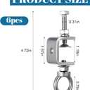 6 Pcs 1" 25mm C-Clamps, Stainless Steel Beam Clamp with M8 Stainless Steel Screw Ring, I-Beam Design U-clamps Universal Desk Clamp for Metal Mounting Welding Building Household