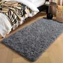 PAGISOFE 2x4 Small Bedroom Rug, Machine Washable Runner Rugs, Soft Plush Area Rug for Dorm, Kids Room, Office,Fuzzy Playroom Carpet, Alfombra para Sala, Furry Bedside Rug, Accent Faux Furry Grey Rugs