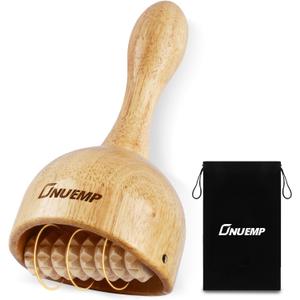 ONUEMP Wooden Therapy Cup with Roller, Wood Therapy Massage Tools, Maderoterapia Kit Colombiana, Fascia Roller for Body Shaping, Lymphatic Drainage, Cellulite Remover, Muscle Relief