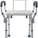 Essential Medical Supply Height Adjustable Shower and Bath Bench with Back, Padded Arms and Textured Seat - Perfect Shower Chair for Inside Shower or Tub for Seniors and Adults - Supports 300lbs.