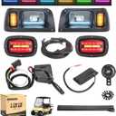 10L0L Deluxe Golf Cart Light Kit for Club Car DS 12V-60V, Full Headlight Taillight Kit with RGB Daytime Running Lamp Low High Beam Turn Signal Horn Brake Pad Hazard Blinker