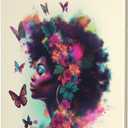 2 x African American Wall Art Black Girl Pink Canvas Prints Black and White Wall Art Modern Fashion Paris Decoration Pictures Painting Framed Artwork Home Decor for Bedroom Bathroom 12x16inch (16L" x 12W", stlye1)