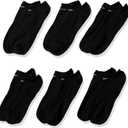 Nike Unisex Adult Everyday Lightweight Training No-Show Socks (6 Pairs) | Mens and Womens (Large, Black/White)
