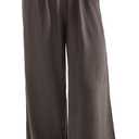 SUUKSESS Women Wide Leg Linen Pants with Pocket High Waisted Lounge Palazzo Pant (Medium, Brown)