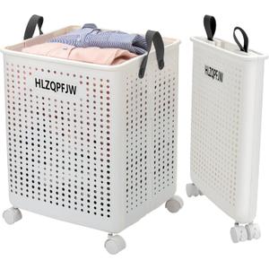 HLZQPFJWcollapsible laundry baskets,laundry basket with wheels,laundry hamper with wheels,dorm laundry hamper,childlaundry basket plastic(White, Extra large)