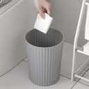 JiatuA Small Trash Can Plastic Wastebasket Round Garbage Container Bin for Bathroom, Kitchen, Bedroom, Home Office, College Dorm, Grey 2 Pack