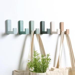 6 Pack Cute Kids Coat Wall Hooks Wooden Adhesive Decorative Colorful Wall Mounted Hangers Backpack Hooks for Hanging Keys Towel Clothes Bathroom Organization(Green)