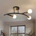 Salburyao 3Lights Modern Sputnik Semi Flush Mount Ceiling Light Fixture Black and Gold,Mid Centur Minimalist sputnik Chandelier for Hallway,Dining Room,Bedroom,Kitchen,Living Room(Bulbs Not Included), 3-Lights B&G