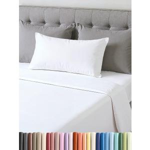 Lightweight 3 Piece Bed Sheet Set Twin XL Size - Cooling Sheets for Hot Sleepers - Soft Breathable Bedding Set w/ 8-16 Inch Deep Pockets - 1 Flat & 1 Fitted & 1 Pillowcase - Wrinkle Resistant - White