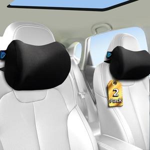 PRIMART 2 Pack Car Neck Pillow, 100% Memory Foam Car Headrest Pillow for Neck Support, Breathable Removable Cover & Adjustable Strap, Ergonomic Design for Driving Comfort, Neck Pain Relief, Travel