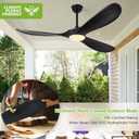 Haipeel 52 Inch Black Outdoor Ceiling Fans with Lights, Wood 3 Blades Outdoor Fan with Light and Remote Control Modern Propeller Ceiling Fans for Patios Porch Garage, ETL Listed DC Motor, Matte Black