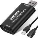 4K HDMI to USB 2.0 Video Capture Card 1080P Cam Link Card Game Capture Card Adapter Screen Record Capture Device for Streaming, Gaming, Video Conference, Teaching, Live Broadcasting (Black)