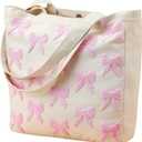 Aliceset Aesthetic Embroidery Tote Bag for Women Floral Reusable Canvas Cute Shoulder Bag for Gym Shopping